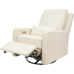 Babyletto Sigi Electronic Recliner and Swivel Glider w/ USB - Performance Ivory Boucle