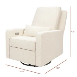 Babyletto Sigi Electronic Recliner and Swivel Glider w/ USB - Performance Ivory Boucle