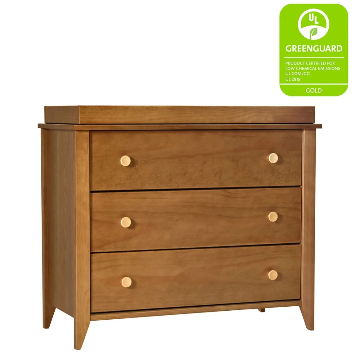 Babyletto Sprout 3-Drawer Changer Dresser w/Removable Changing Tray - Chestnut / Natural