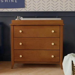 Babyletto Sprout 3-Drawer Changer Dresser w/Removable Changing Tray - Chestnut / Natural