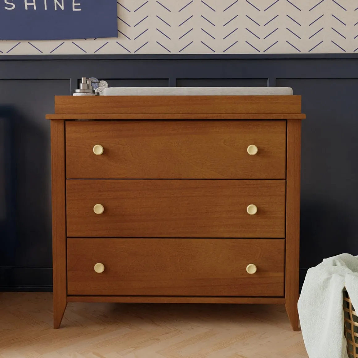 Babyletto Sprout 3-Drawer Changer Dresser w/Removable Changing Tray - Chestnut / Natural
