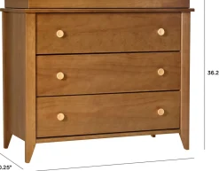 Babyletto Sprout 3-Drawer Changer Dresser w/Removable Changing Tray - Chestnut / Natural