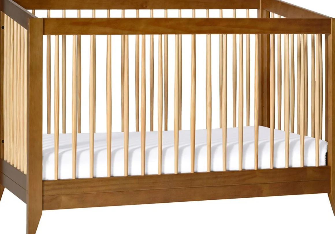 Babyletto Sprout 4-in-1 Convertible Crib w/Toddler Bed Conversion Kit - Chestnut / Natural