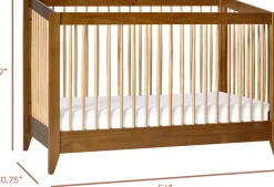 Babyletto Sprout 4-in-1 Convertible Crib w/Toddler Bed Conversion Kit - Chestnut / Natural