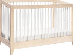 Babyletto Sprout 4-in-1 Convertible Crib w/Toddler Bed Conversion Kit - Washed Natural / White