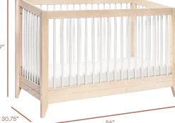 Babyletto Sprout 4-in-1 Convertible Crib w/Toddler Bed Conversion Kit - Washed Natural / White