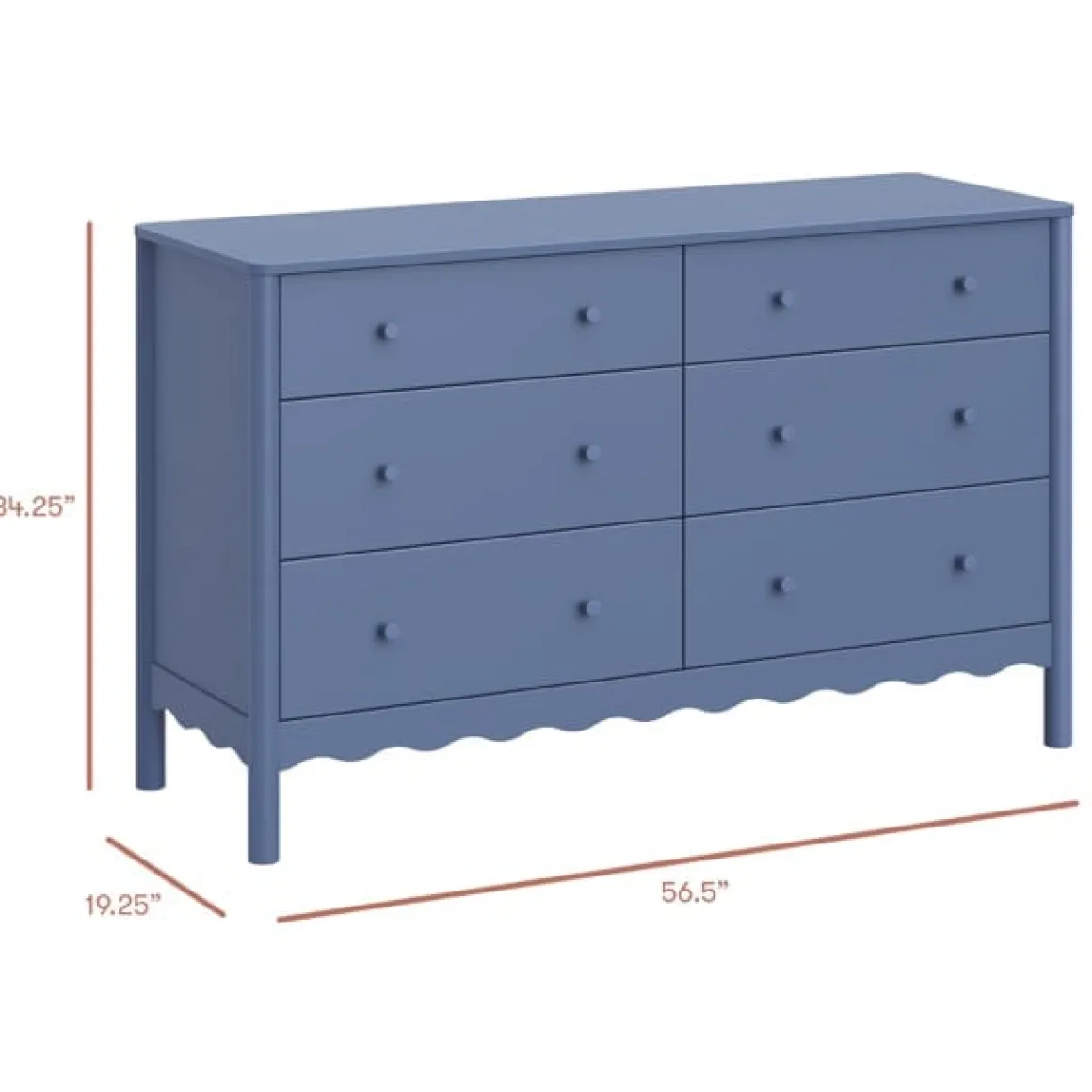 Babyletto Swell 6-Drawer Assembled Dresser - Cove Blue