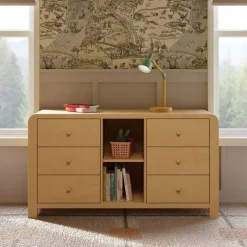 Babyletto TipToe 6-Drawer Assembled Dresser with Cubbies - Honey