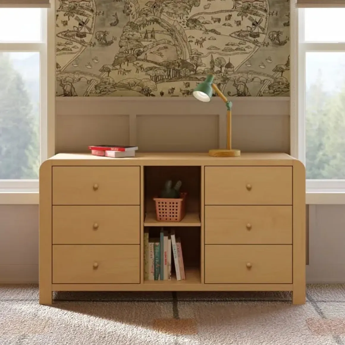 Babyletto TipToe 6-Drawer Assembled Dresser with Cubbies - Honey