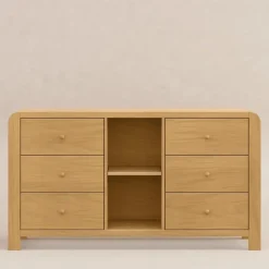 Babyletto TipToe 6-Drawer Assembled Dresser with Cubbies - Honey