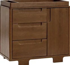 Babyletto Yuzu 3-Drawer Changer Dresser, KD w/Removable Changing Tray - Natural Walnut