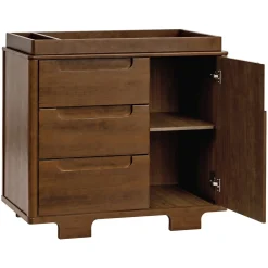 Babyletto Yuzu 3-Drawer Changer Dresser, KD w/Removable Changing Tray - Natural Walnut