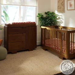 Babyletto Yuzu 3-Drawer Changer Dresser, KD w/Removable Changing Tray - Natural Walnut