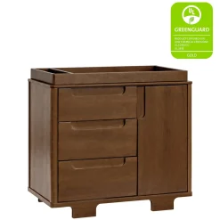 Babyletto Yuzu 3-Drawer Changer Dresser, KD w/Removable Changing Tray - Natural Walnut
