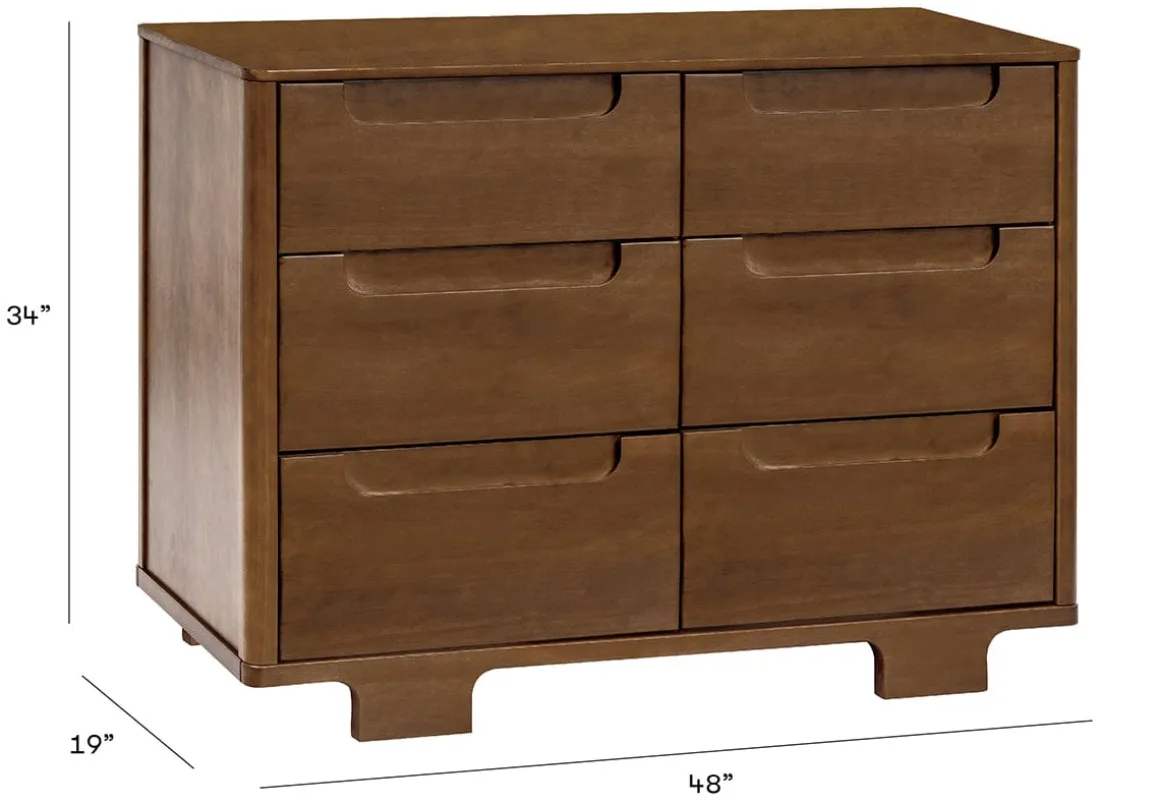 Babyletto Yuzu 6-Drawer Dresser, KD - Natural Walnut