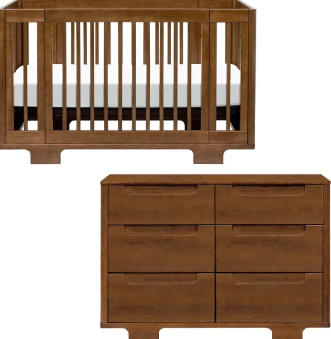 Babyletto Yuzu 8-in-1 Convertible Crib + 6-Drawer Dresser Bundle - Natural Walnut