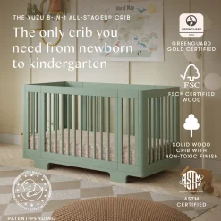 Babyletto Yuzu 8-in-1 Convertible Crib with All-Stages Conversion Kit - Light Sage