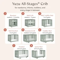 Babyletto Yuzu 8-in-1 Convertible Crib with All-Stages Conversion Kit - Light Sage