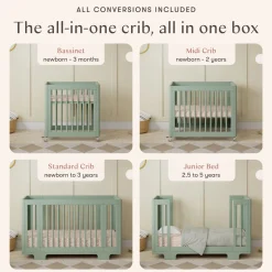 Babyletto Yuzu 8-in-1 Convertible Crib with All-Stages Conversion Kit - Light Sage
