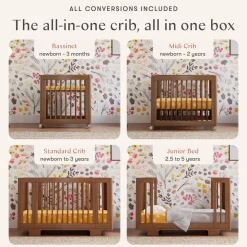 Babyletto Yuzu 8-in-1 Convertible Crib with All-Stages Conversion Kit - Natural Walnut