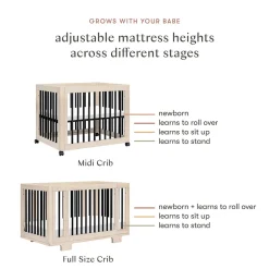 Babyletto Yuzu 8-in-1 Convertible Crib with All-Stages Conversion Kit - Washed Natural / Black