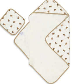 Bamboo Little Hooded Baby Towel & Washcloth Set - Lion
