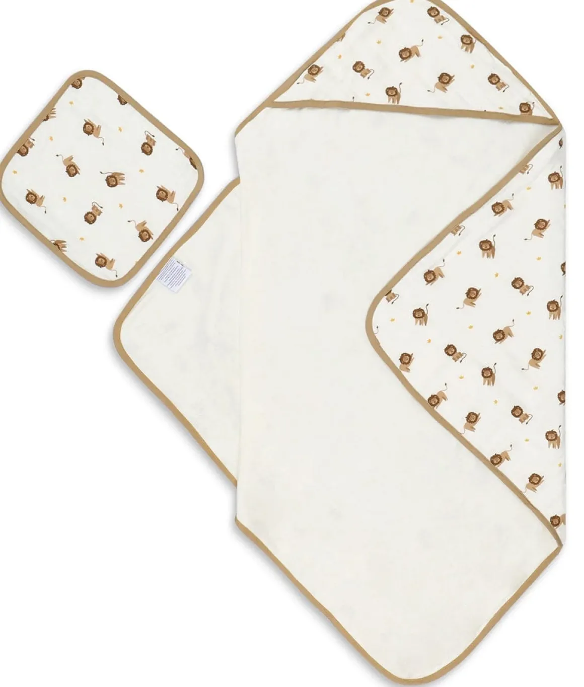 Bamboo Little Hooded Baby Towel & Washcloth Set - Lion
