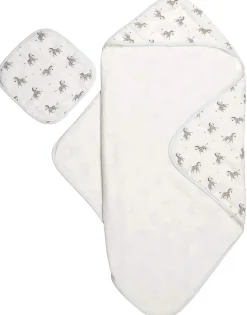 Bamboo Little Hooded Baby Towel & Washcloth Set - Zebra