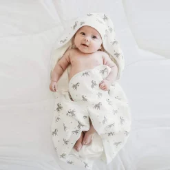 Bamboo Little Hooded Baby Towel & Washcloth Set - Zebra