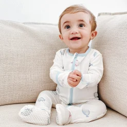 Bamboo Little Zippered Footie - Blue Fish (6-9m)