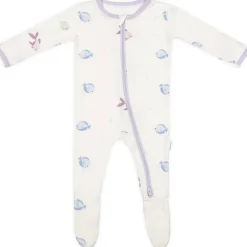 Bamboo Little Zippered Footie - Lavender Fish (0-3m)