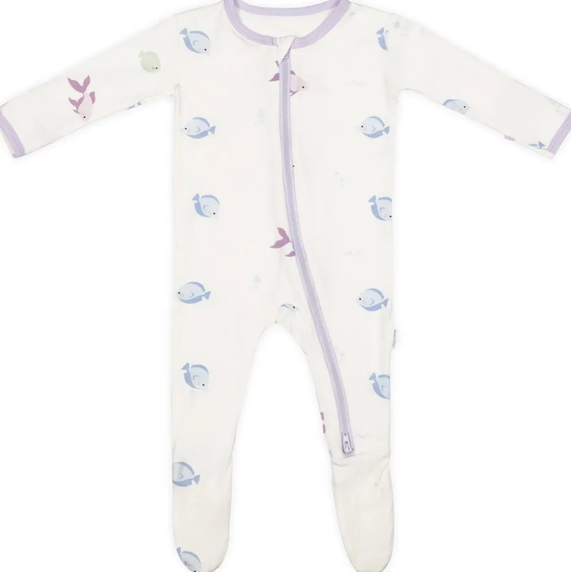 Bamboo Little Zippered Footie - Lavender Fish (3-6m)