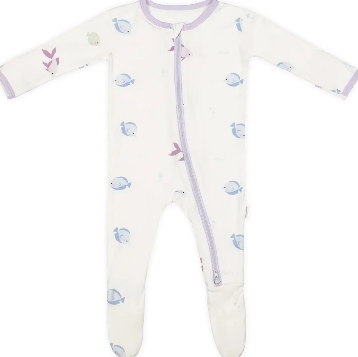 Bamboo Little Zippered Footie - Lavender Fish (9-12m)