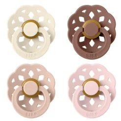 BIBS Boheme Pacifier, 4 Pack - Ivory/Blush/Woodchuck/Blossom - Size 1 (0-6 m)
