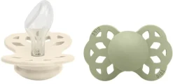 BIBS Infinity Silicone Anatomical Pacifier, 2 Pack - Ivory/Sage - Size 2 (6+ m)