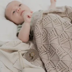 BIBS Knitted Blanket, Pointelle - Ivory