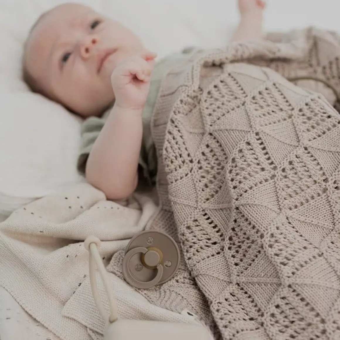 BIBS Knitted Blanket, Pointelle - Ivory