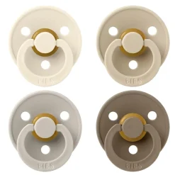 BIBS Original Colour Pacifier, 4 Pack - Ivory/Sand/Vanilla/Dark Oak - Size 2 (6-18 m)