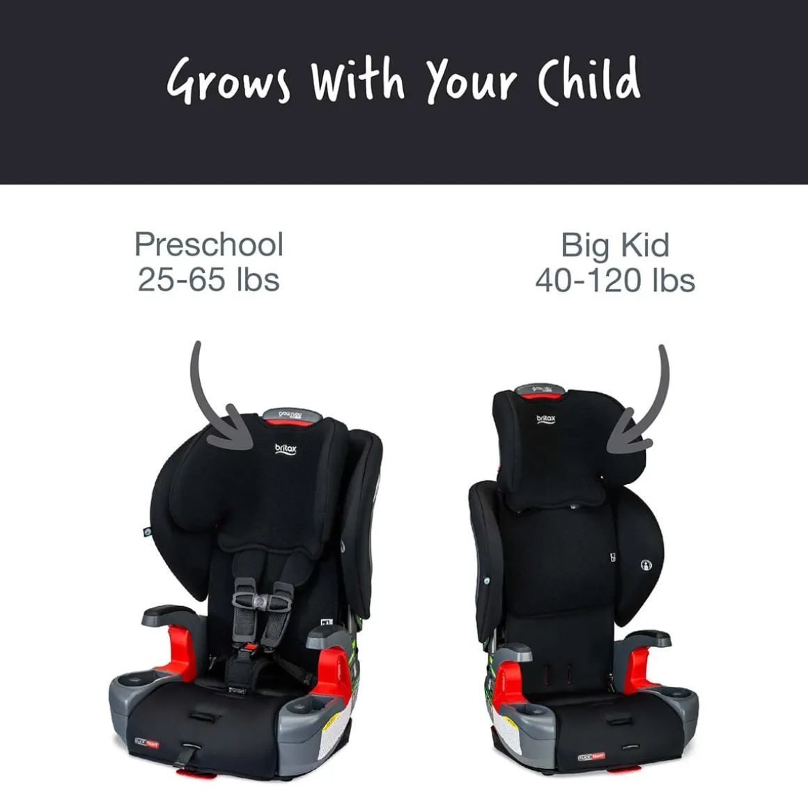 Britax Grow With You ClickTight Harness Booster Car Seat - Black Contour