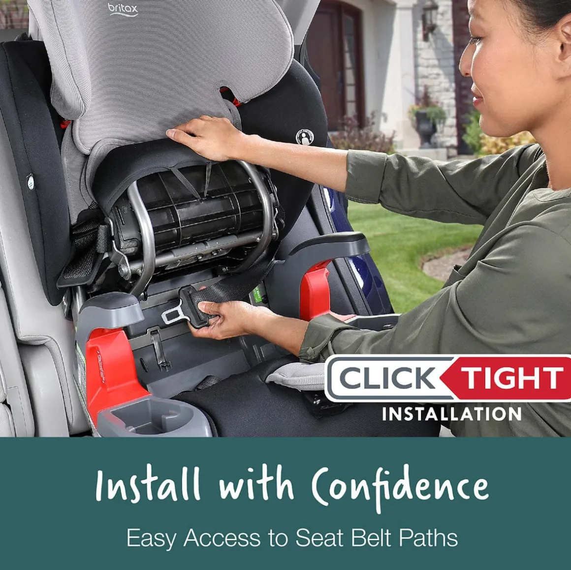Britax Grow With You ClickTight Harness Booster Car Seat - Green Contour