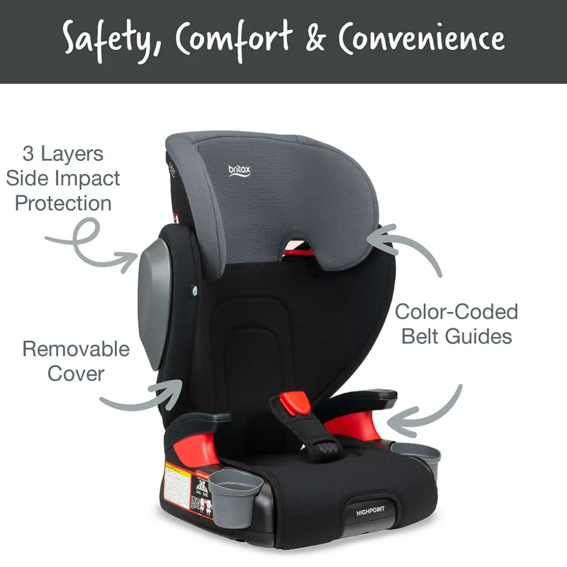 Britax Highpoint 2-Stage Belt Positioning Booster Car Seat - Black Ombre