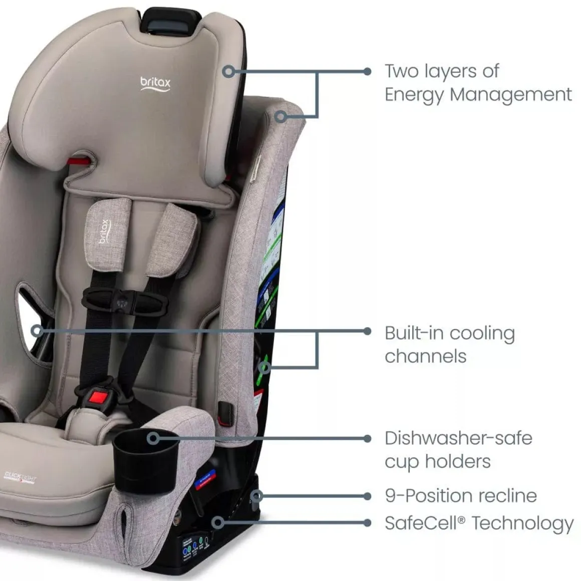 Britax One4Life Slim ClickTight All-in-One Convertible Car Seat, SpaceSaver Design - Parchment