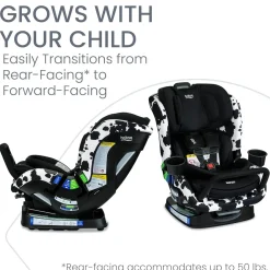Britax Poplar S ClickTight Convertible Car Seat, Slim 17-Inch Design - Cowmooflage