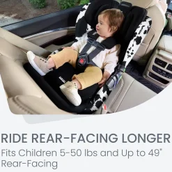 Britax Poplar S ClickTight Convertible Car Seat, Slim 17-Inch Design - Cowmooflage