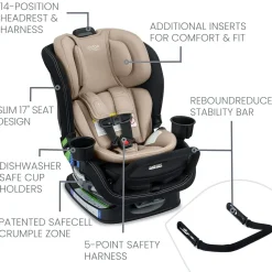 Britax Poplar S ClickTight Convertible Car Seat, Slim 17-Inch Design - Sand Onyx