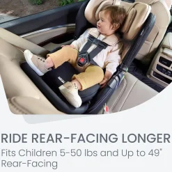 Britax Poplar S ClickTight Convertible Car Seat, Slim 17-Inch Design - Sand Onyx