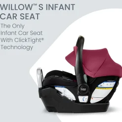 Britax Willow S Infant Car Seat with Alpine Anti-Rebound Base - Ruby Onyx