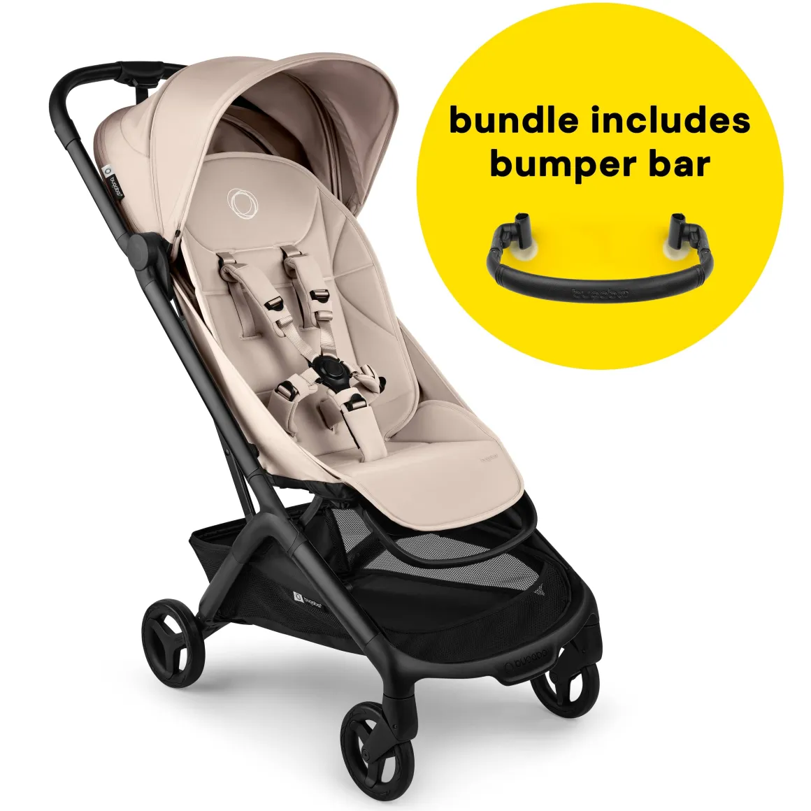 Bugaboo Butterfly 2 Complete Stroller + Bumper Bar Bundle - Black / Desert Taupe / Desert Taupe