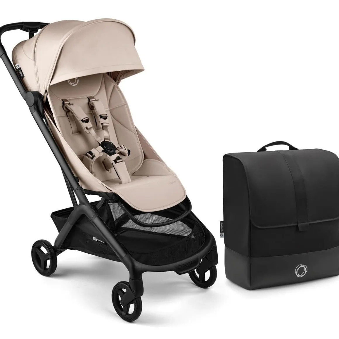 Bugaboo Butterfly 2 Complete Stroller + Travel Bag Bundle - Black / Desert Taupe / Desert Taupe