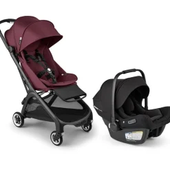Bugaboo Butterfly 1 + Turtle Air Shield Travel System Bundle - Black / Dark Cherry / Dark Cherry / Black